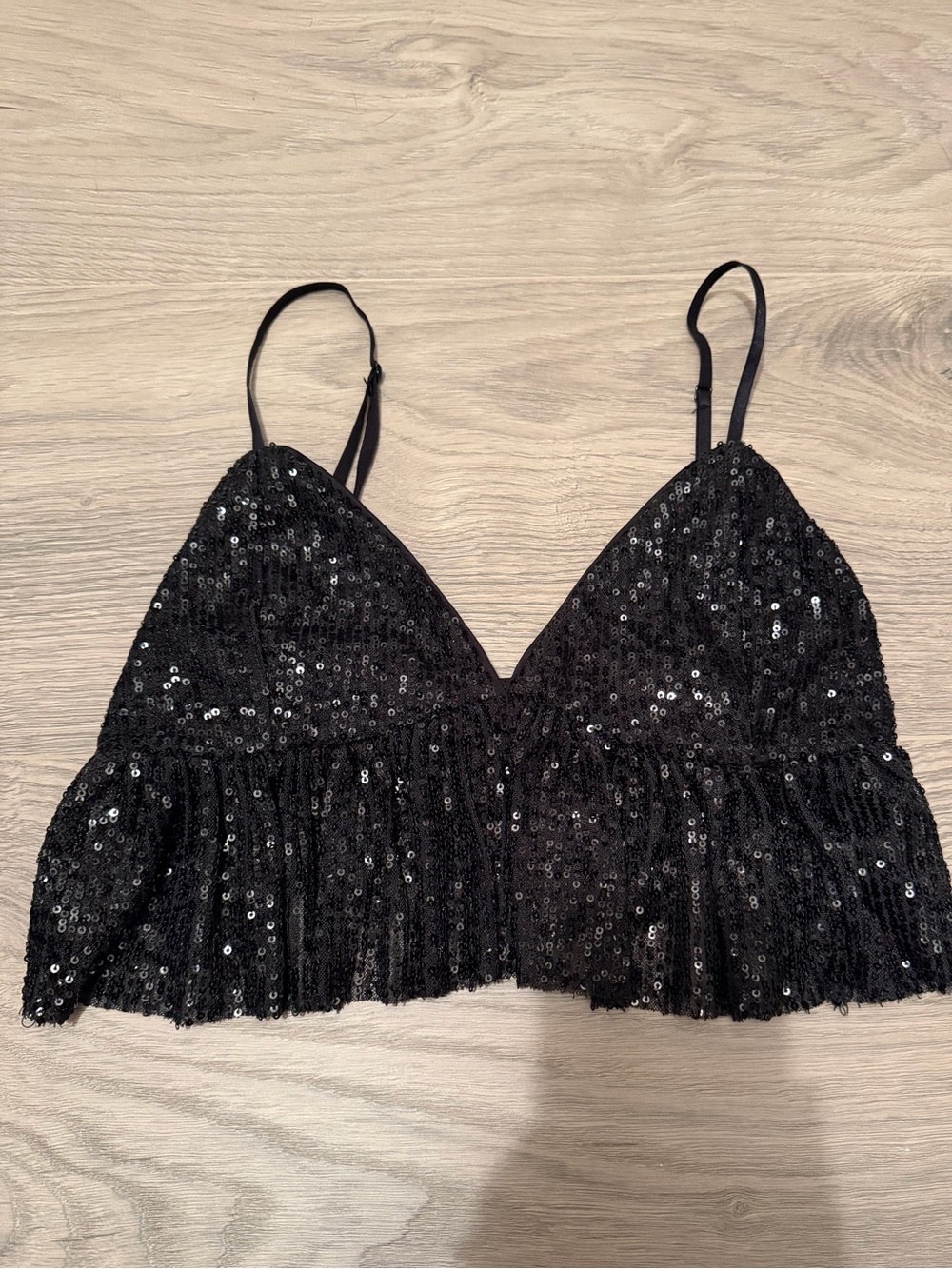 Black Sequin Bralette Top